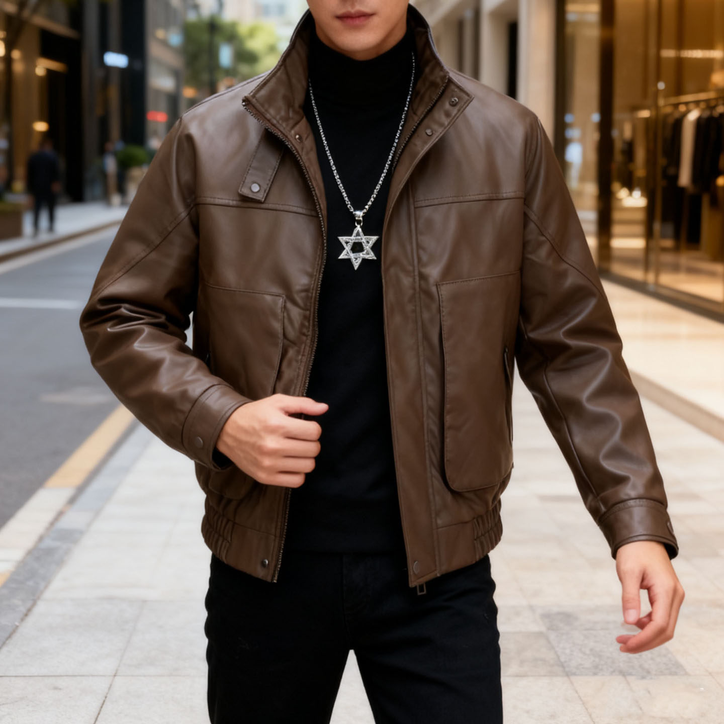 高端棕色皮衣外套男士冬季2025新款短款春秋季痞帅复古机车夹克褂