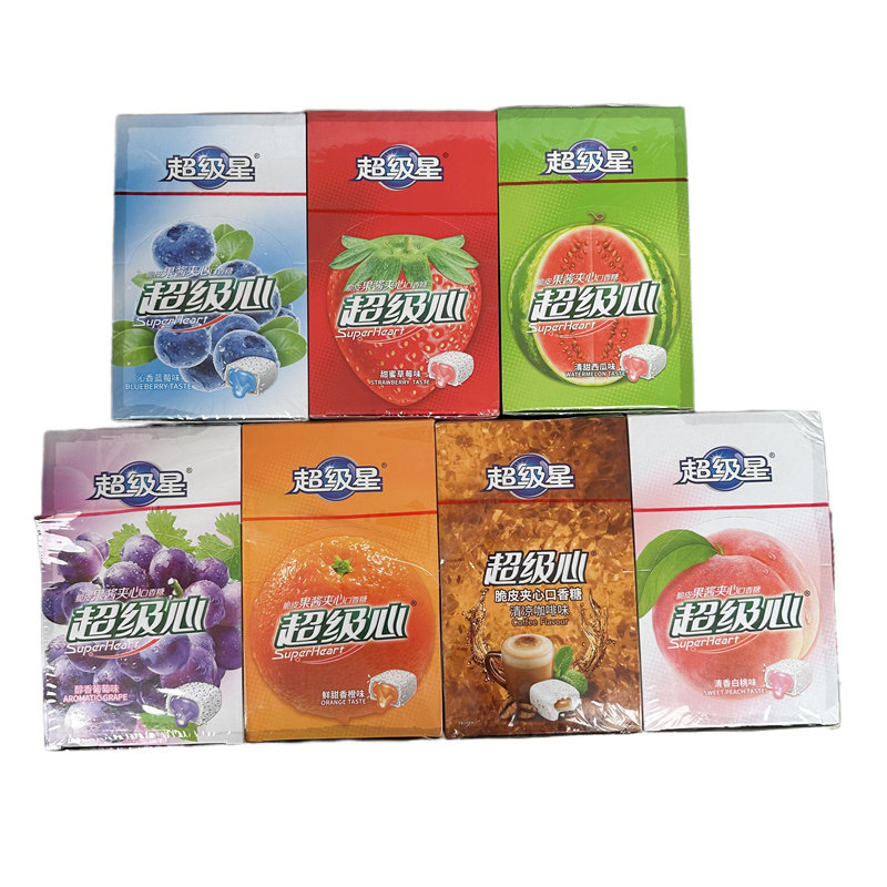 超级星果酱夹心口香糖怀旧网红口香糖童年泡泡糖水果味盒装混合糖
