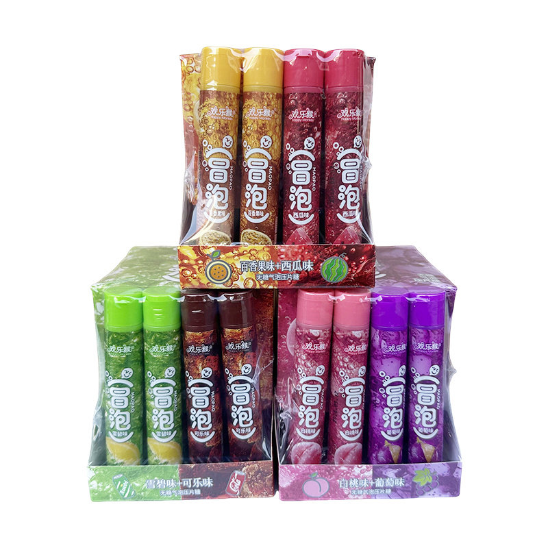 欢乐猴冒泡无糖气泡压片糖果即食多种口味混合学生党网红专属零食