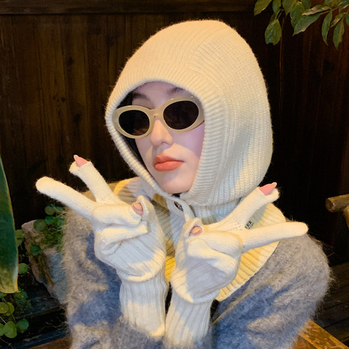 套头帽户外保暖女冬季针织拉法帽