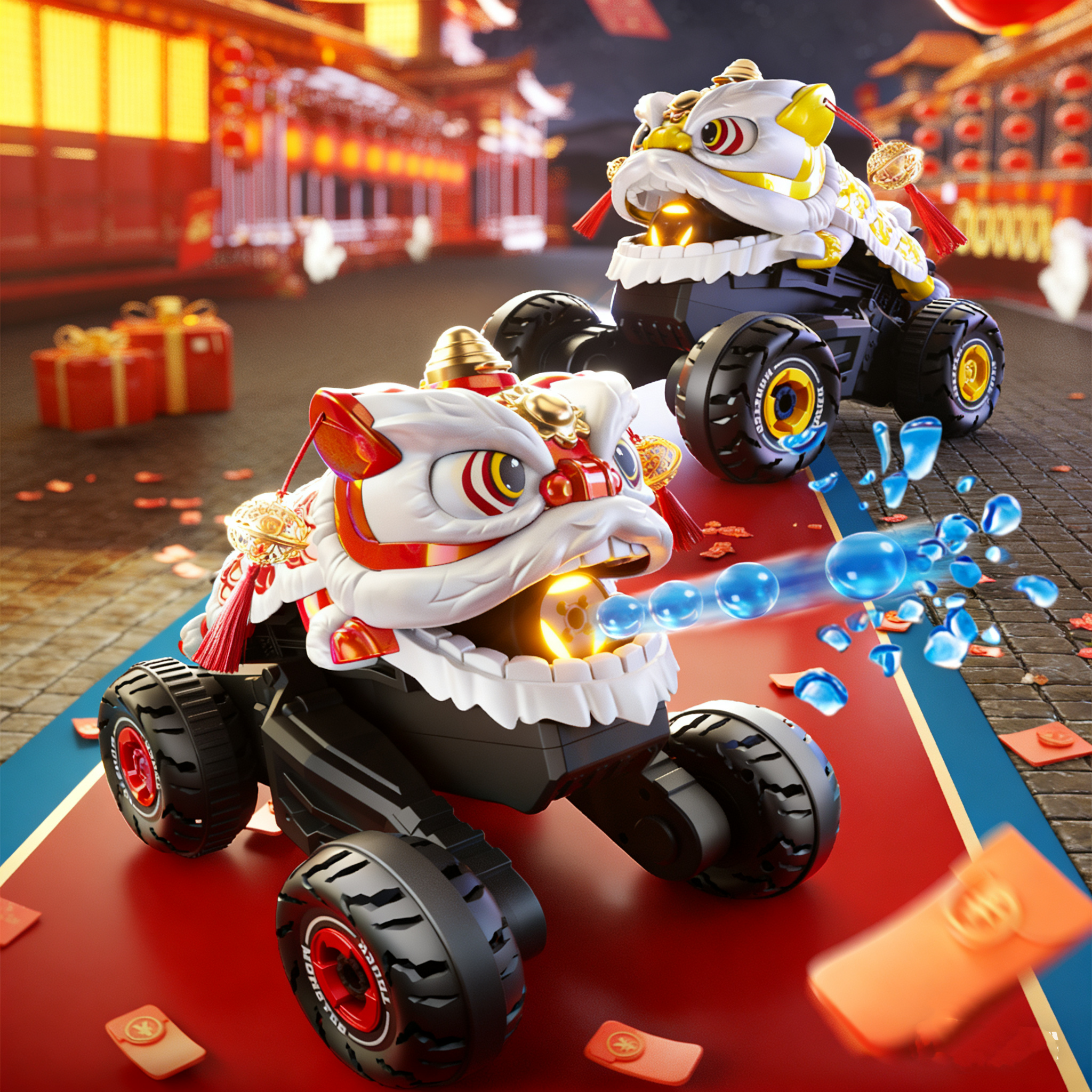 四驱醒狮特技车会拜年遥控车发射水弹玩具车儿童6岁以上新年礼物,玩具/童车/益智/积木/模型,电动/遥控车,淘宝优惠券,粉丝福利购,淘宝优惠卷