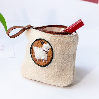 羊羔毛多功能收纳包女