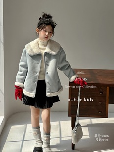 女童棉服2025新款秋冬儿童洋气时髦皮毛一体外套中大童加厚棉衣潮