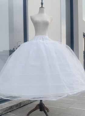主婚纱裙撑7七钢两层纱腰绑带云朵暴力撑蓬蓬裙加大撑裙女