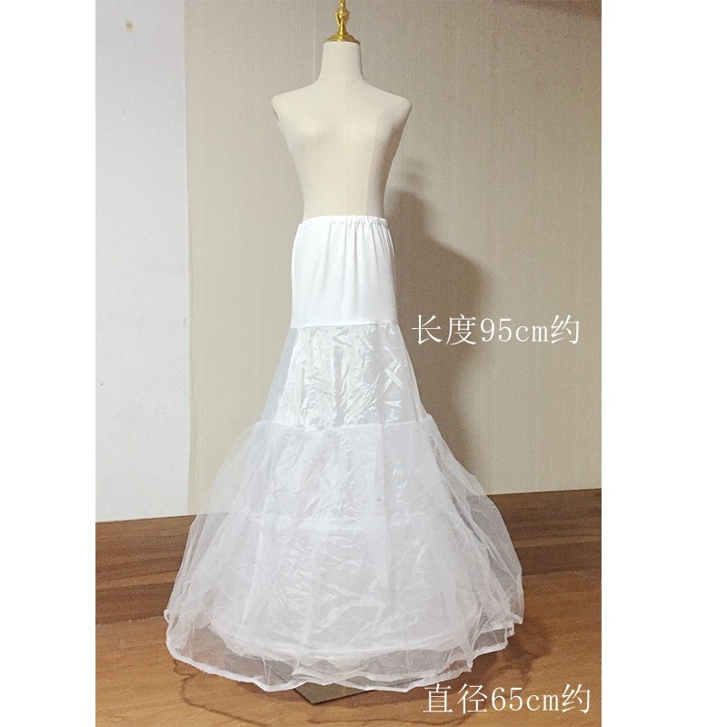 新娘婚纱演出礼服鱼尾包臀裙撑钢圈硬网纱有骨松紧内衬裙