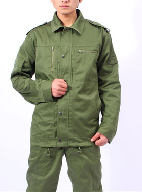 真品老式87式冬季作训服军绿色涤卡套装军迷工作服户外劳保服耐磨