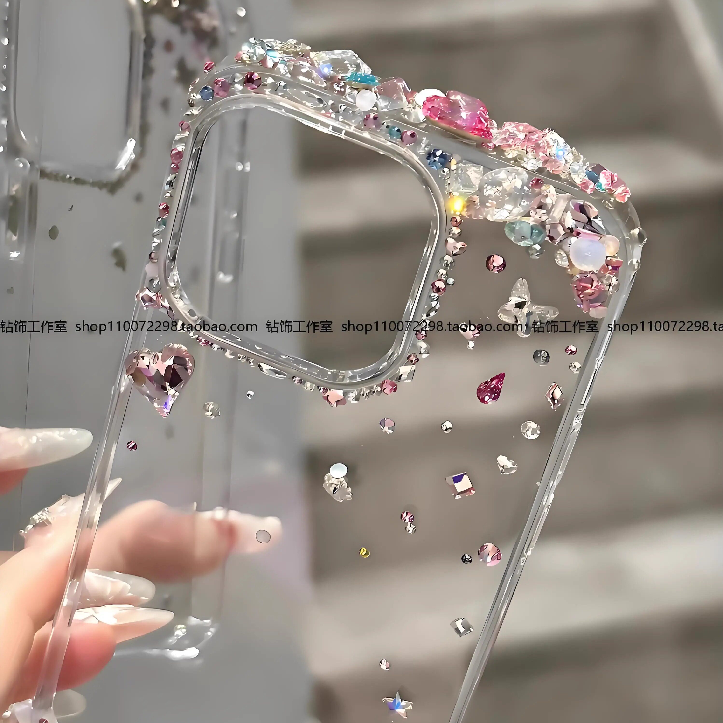 适用奢华防摔16promax带水钻闪钻14plus网红mini手机壳韩系17air