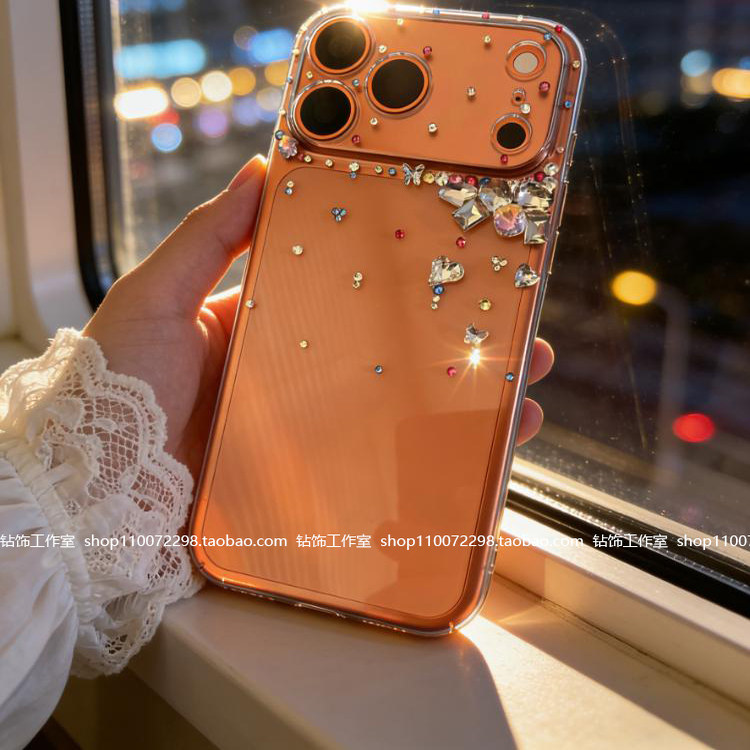 苹果17promax带钻手机壳女款iPhone15plus奢华网红适用14/13mini镶水钻超闪全包11/12保护套软17私人定制air