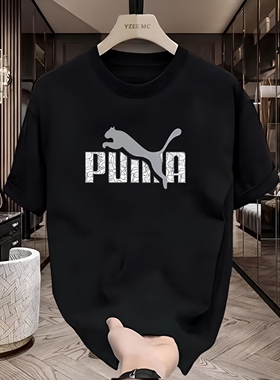 美式短袖t恤ins潮牌2026新款黑色打底衫男士高档痞帅重磅圆领体恤