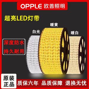 欧普LED灯带家用天花三色变光客厅吊顶双排超亮户外室内220V