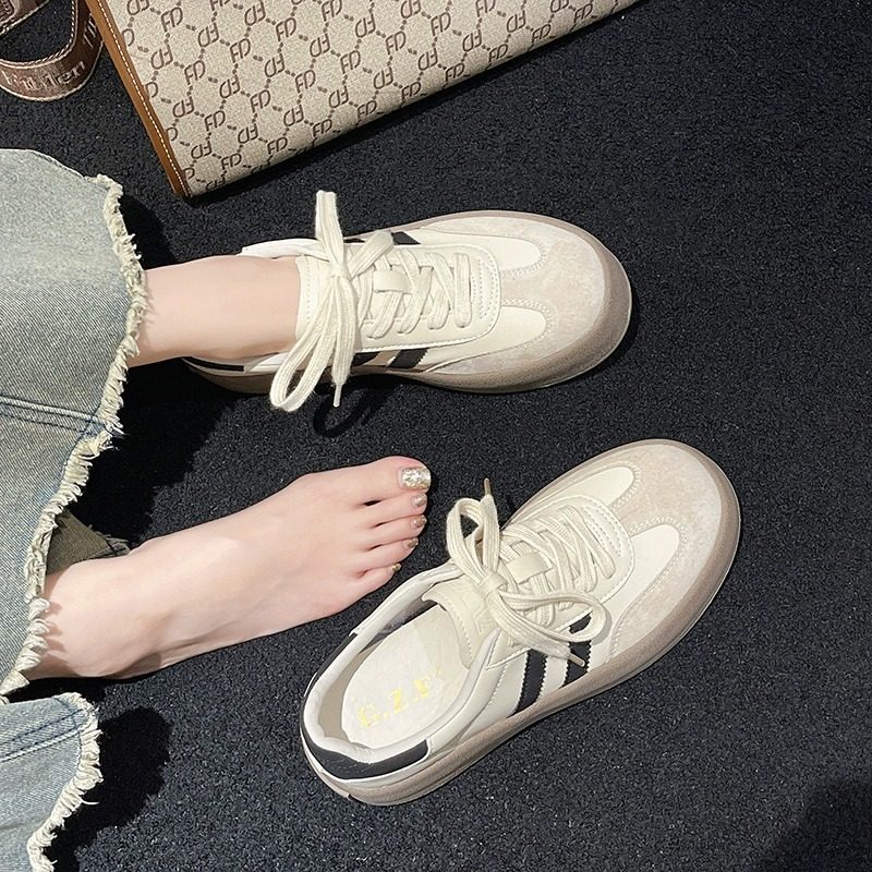 真皮阿甘鞋女鞋2025春季新款百搭休闲运动板鞋厚底小白德训鞋女款