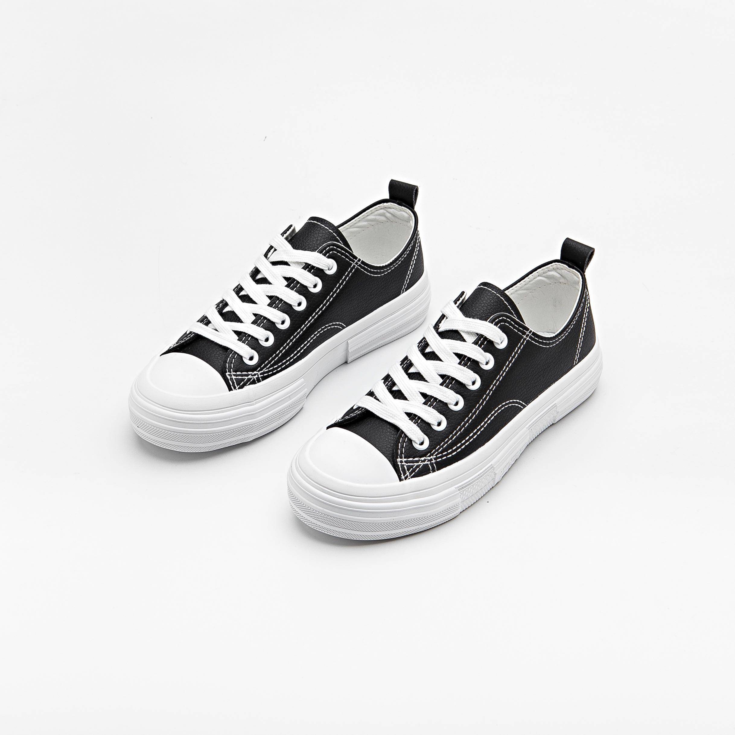 墨瓦MOWA低帮休闲鞋熊猫女鞋小白鞋板鞋女童男童魔术贴黑色