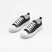 墨瓦MOWA低帮休闲鞋 女童男童魔术贴黑色 板鞋 熊猫女鞋 小白鞋