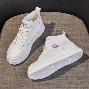 软真皮高帮鞋子女2025新款厚底超轻女士鞋百搭休闲秋冬加绒小白鞋