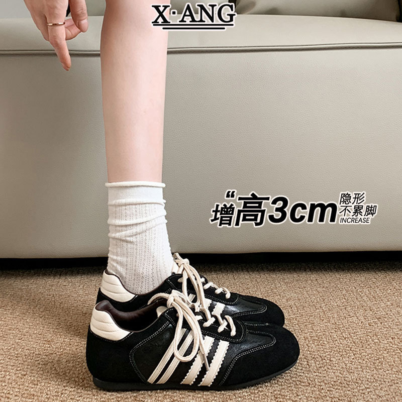 真皮爆款系带德训鞋女款显脚小阿甘鞋百搭舒适鞋子女休闲运动单鞋
