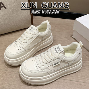 头层牛皮加绒小白鞋女款2025新款冬季百搭真皮二棉板鞋休闲运动鞋