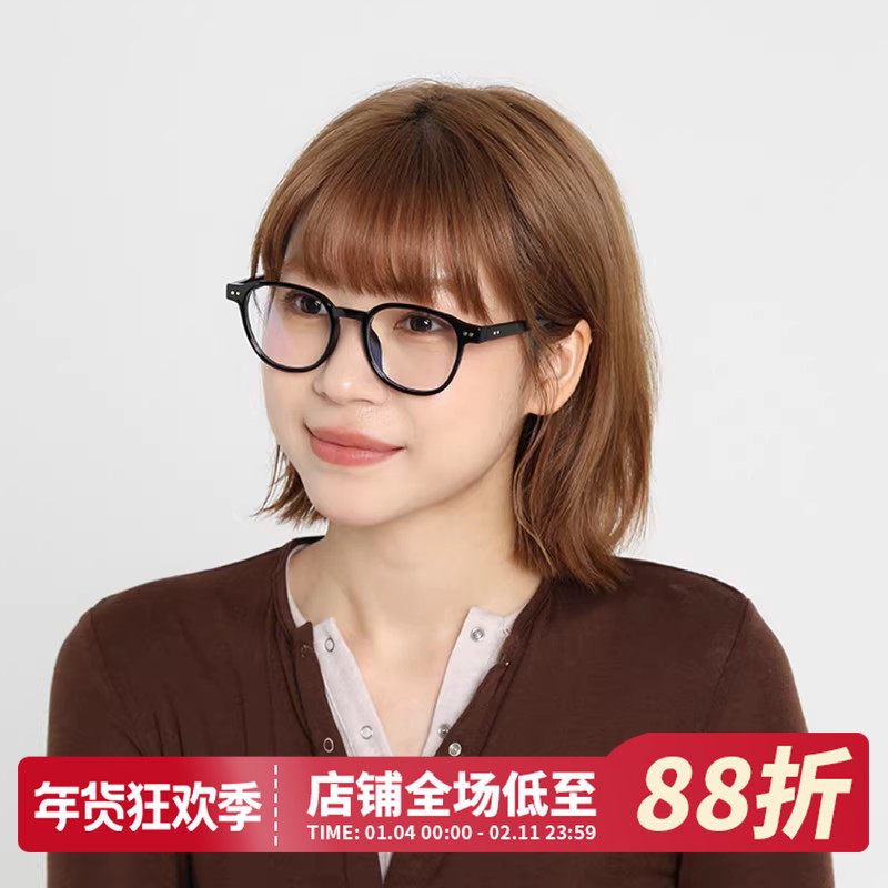 复古眼镜框女韩版潮近视眼镜架大框全框圆形黑框文艺平光镜防辐射