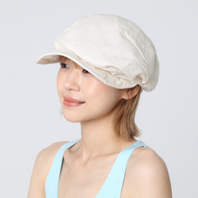 亚麻白色鸭舌帽女夏季薄款大头围遮阳八角帽日系时尚云朵贝雷帽