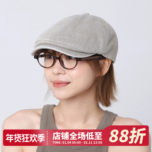 复古灰色鸭舌前进帽女夏季新款大头围贝雷帽薄款时尚画家帽报童帽