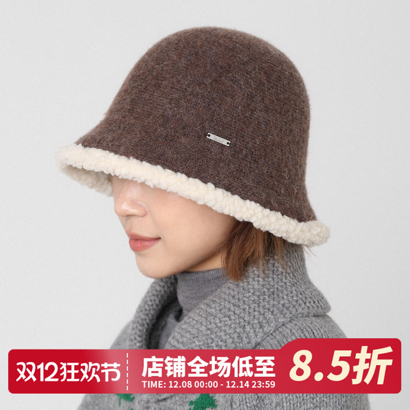 日系毛边保暖羊毛渔夫帽保暖护耳