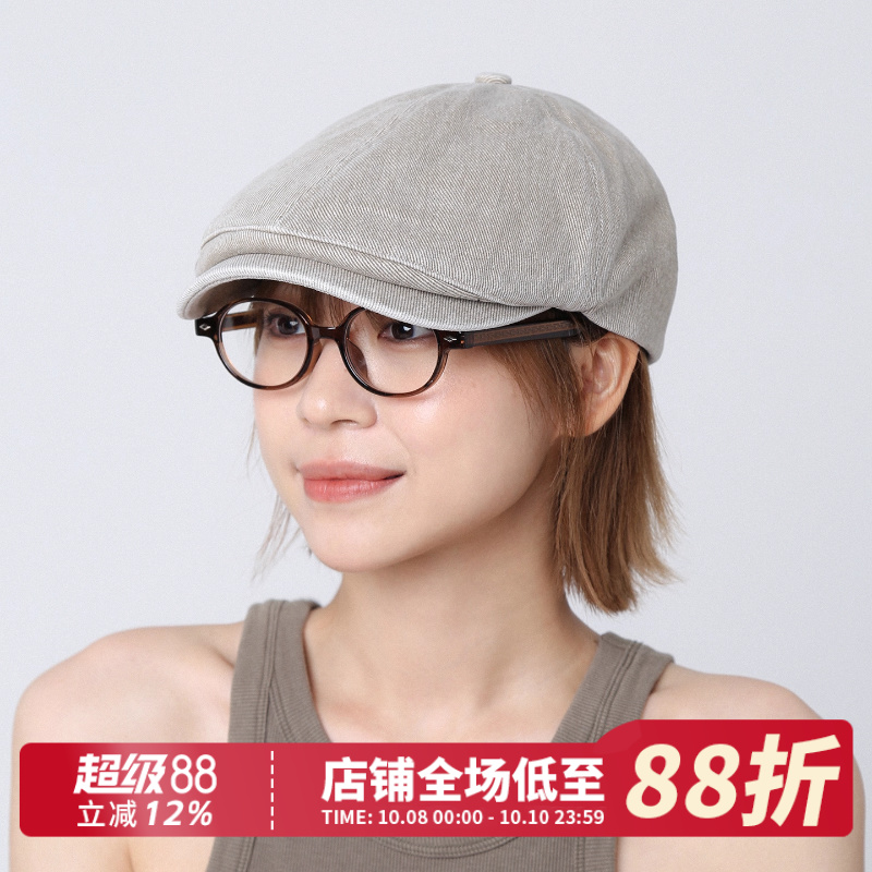 复古灰色鸭舌前进帽女夏季新款