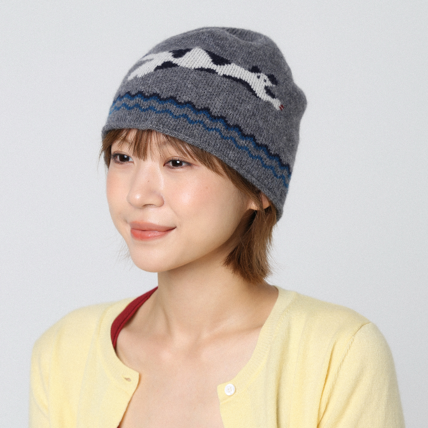 韩系秋冬氛围感小猫针织帽