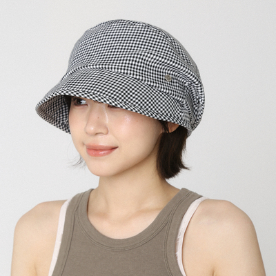 黑白千鸟格大帽檐渔夫帽女遮阳帽