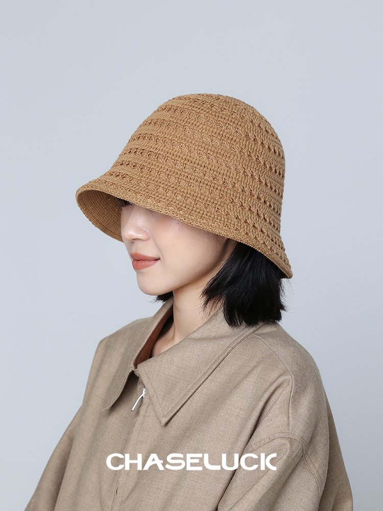 CHASELUCK长乐镂空咖色渔夫帽