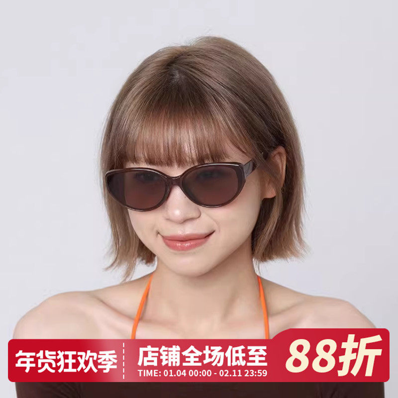 猫眼棕色防晒墨镜女新款太阳镜大脸方圆脸大框眼镜防紫外线UV400