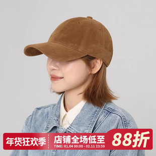 高品质新款磨毛棒球帽秋冬女款宽帽檐大头围帽子显脸小复古鸭舌帽