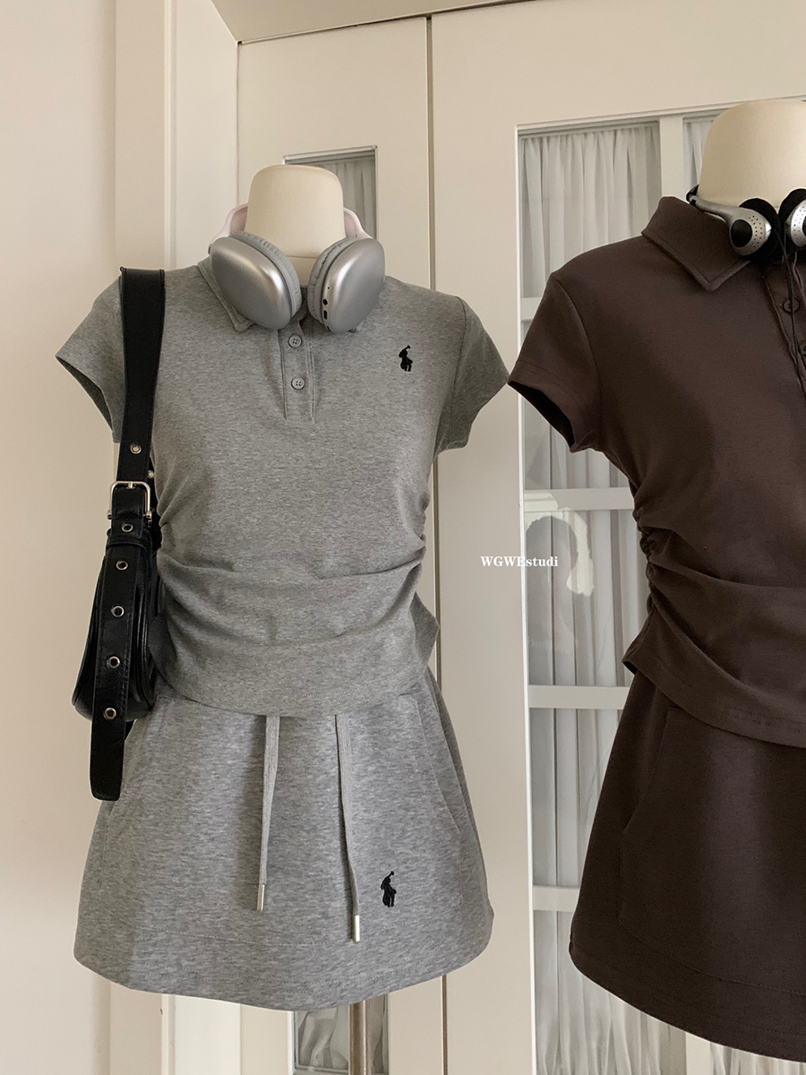 正肩短袖T恤女运动半裙洋气时髦