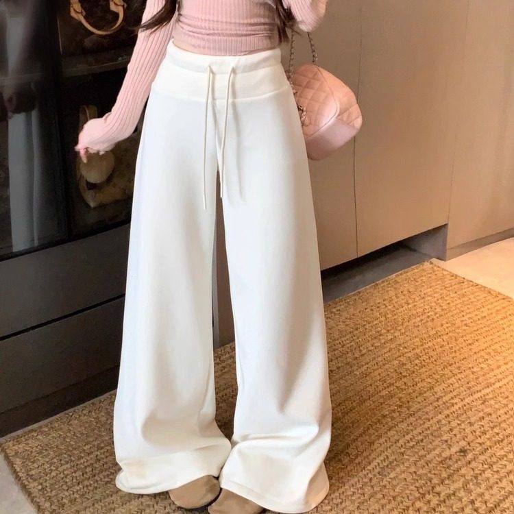 垂感加厚休闲裤女秋冬2025超火的裤子宽松阔腿裤加绒直筒拖地长裤,女装/女士精品,休闲裤,淘宝优惠券,粉丝福利购,淘宝优惠卷
