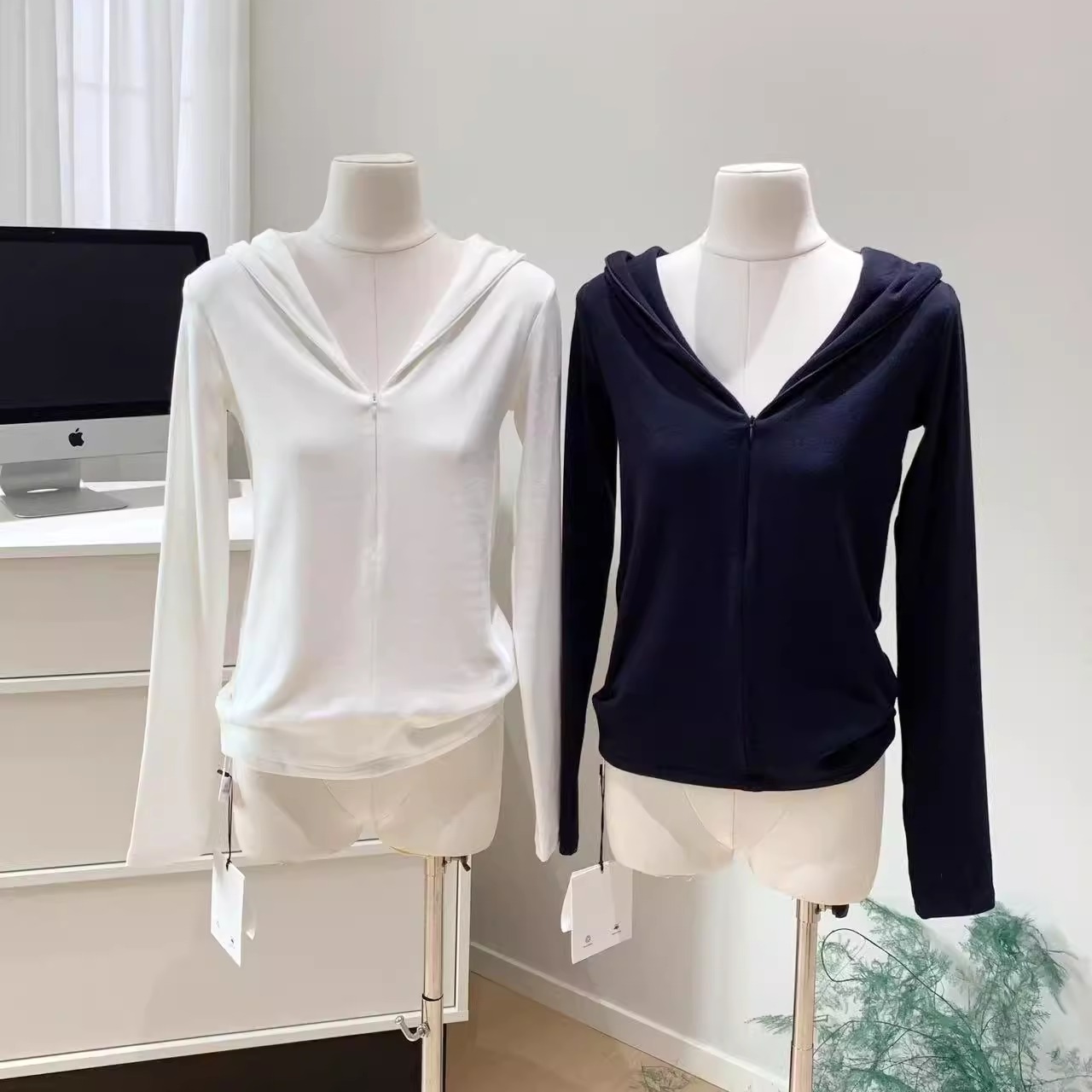 休闲连帽衫半拉链长袖卫衣外套女