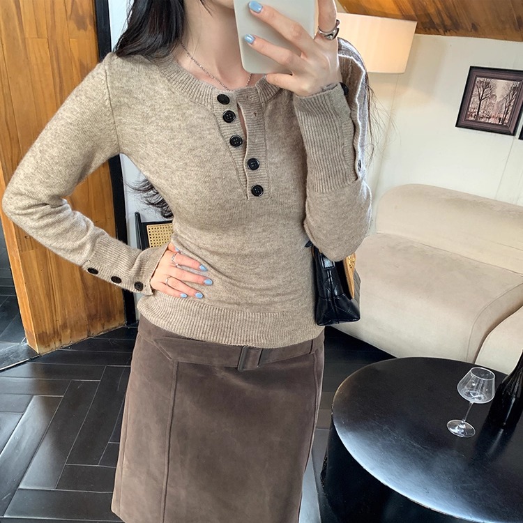 超好看半开领针织衫女秋冬2025