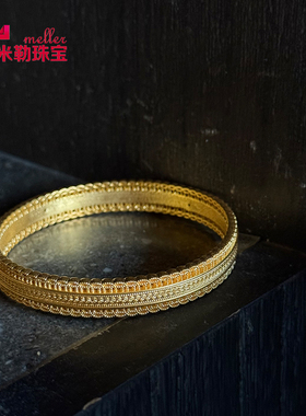 黄金腰缠万贯手镯999足金镂空钱币暴富素圈金手环生日送女友礼物