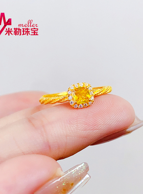 黄金小方糖戒指送女友礼物