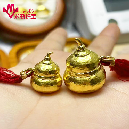 米勒珠宝古法黄金锤纹葫芦可开口