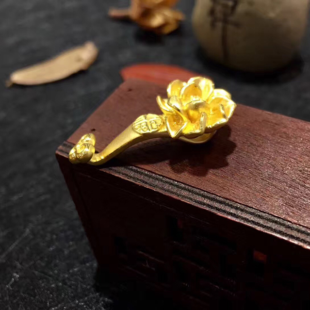 莲花福字女款项坠如意富贵3d硬金