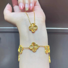 5G经典四叶草手链女黄金足金999五花手链幸运花瓣手饰送老婆另外