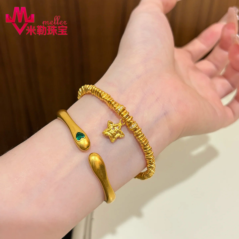 圆润光滑碎金子盘缠手链