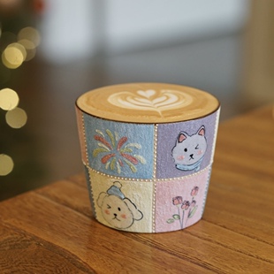 花间树里。景德镇手绘釉下彩岩彩格子咖啡杯拿铁拉花杯手作杯子