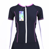 潜水衣 拉链浮潜衣水母服防晒游泳冲浪衣带胸垫 女士分体半袖