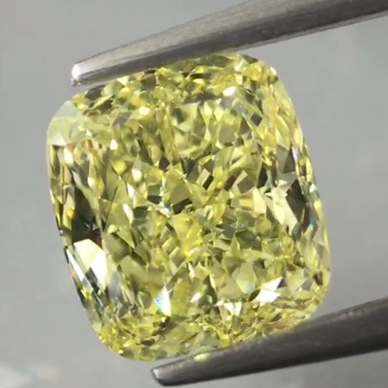 黄钻1克拉圆形垫形实验室人造培育钻石CVD裸钻群镶嵌加工定制珠宝