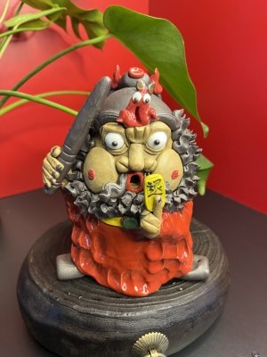 辰雪纯手工手捏陶瓷钟馗茶宠香炉摆件线香倒流香插创意茶空间礼品