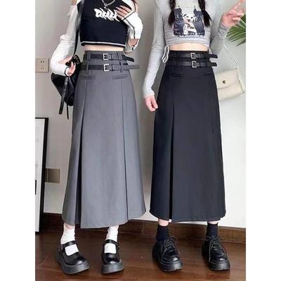 大码胖西装半身裙女春夏2025新款设计感高腰显瘦字包臀中长裙