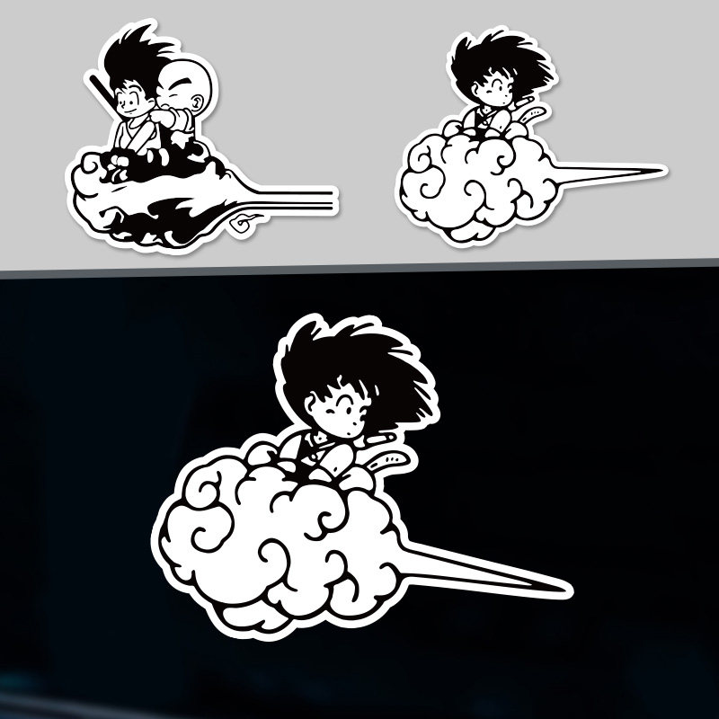 创意龙珠汽车贴纸电动车贴悟空小林坐筋斗云图案卡通动漫车身贴