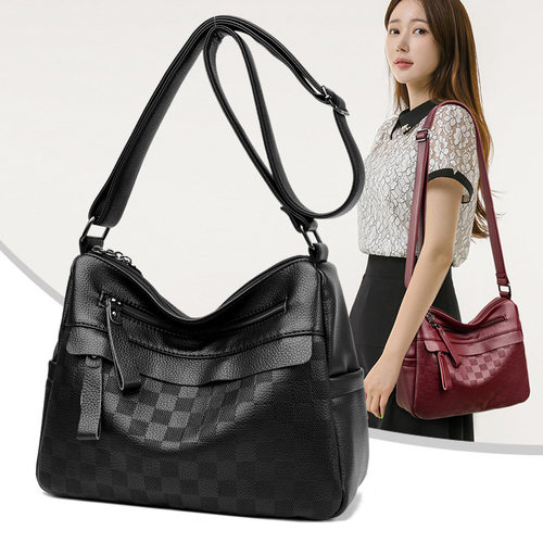 双层主袋大容量真皮妈妈女包包