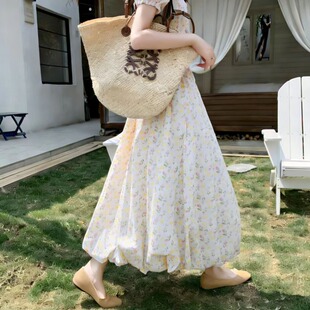 2026春夏新款 韩系少女感减龄百搭碎花半身裙氛围感气质A裙 花苞裙