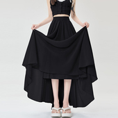 黑色半身裙长款 女夏季 加长裙子高个子及踝遮胯垂坠感a字雪纺长裙