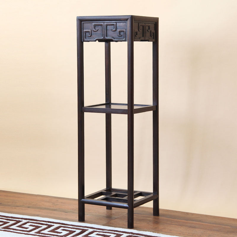 红木正方花架客厅落地花架花盆景盆栽架子黑檀木仿古中式多层花架